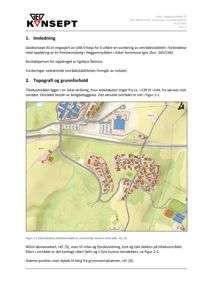 Oversiktskart som viser et tiltaksområde med topografi og bebyggelse.