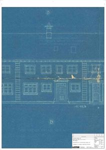 Fasadetegning av eksisterende bygning sett fra nord.