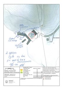 Gårdsplan (GIS-kart) som viser eiendomsgranser, arealtall og beliggenhet for en tomt i Kalvedalen.