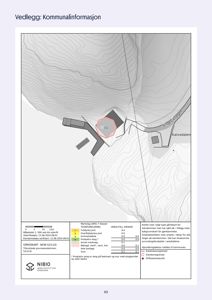 Gårdsplan (kart) som viser eiendomsgranser, arealdata og topografi for en grunneierdommer.