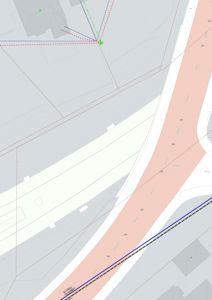 Situasjonsplan som viser tomtens form, grenser, tilstøtende eiendeler, veier og topografi (konturlinjer).