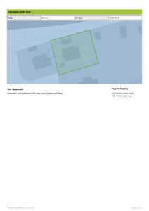 Et kart som viser et 100-meter-belte langs kystlinjen, med en markert tomt og bygninger.