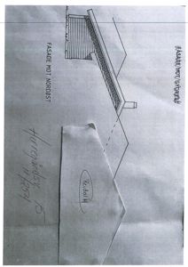Tegning som viser fasadeopprikk mot nordøst og sydvest for en bygning.