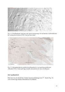 Bildet viser to kartfigurer (Fig. 13 og Fig. 14) som illustrerer topografi, skredfare og tomtens plassering i forhold til skredområder.