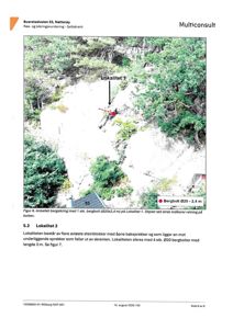 Fotografi av en fjellskrent med angitt bergbolter og lokaliteter