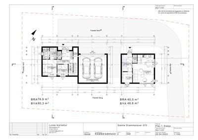 Etasjeplan (Plan 1. Etasje) som viser romfordeling, mål og funksjoner for en bygning.