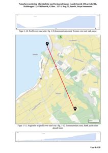 Kart som viser etasjeforhold og profil over trasé for Gamle Innvik Ullvarefabrikk.