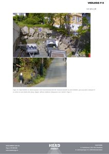 Fotografier av et terreng med steinblokker og en vei, som viser lokasjon for masser.