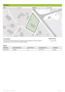 Kart over et område med en markert tomt (grønn omrisset) og omgivende infrastruktur, inkludert veier og nabobebyggelse.