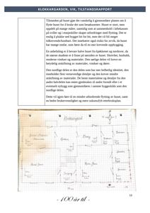 Håndskrevet etasjeplan (plantegning) av huset Klokkegården med romnavn og mål.