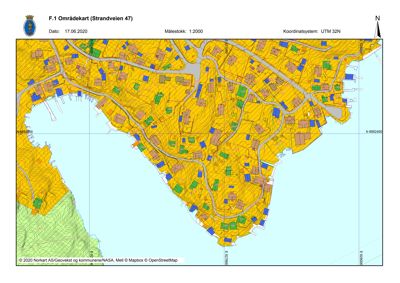 Områdekart som viser topografi, vegnett og bygningsfotfot på en stor skala.