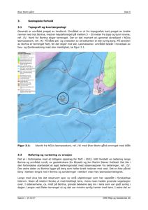 Utsnitt fra NGUs løsmassekart som viser topografi og geologiske forhold for Øver Bortn gård.