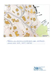 Situasjonsplan eller kart over et område i Asker kommune, som viser eiendomsgrenser, veier og bygninger.