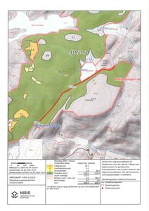 Et kart over eiendom 115/1/0 som viser arealbruk, markering (ARK), regulert område og grunneiergrenser.
