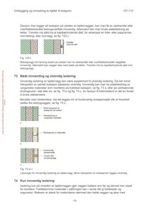Teknisk detaljtegning som viser tre ulike løsninger (a, b, c) for innvendig isolering av kjellervegg, med angivelse av materialer som isolasjon, plategledning og bindingsverk.