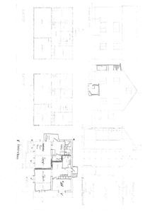 Bildet viser en tegning med flere etasjeplaner (eller romfordelinger) for en bolig, med romnavn som 'soverom', 'kjøkken' og 'bad' synlig.