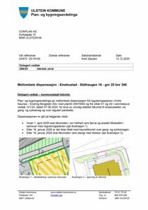 Kart eller situasjonsplan som viser tomt, bygninger og veier