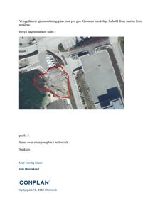 Satellittbilde (flyfoto) av et byggeområde med en markert bergmasse i dagens overflate.