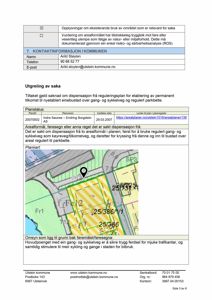 Et kart som viser et område med arealnummer, vegnavn og ei markør for ein bustad.