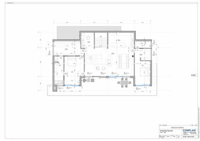 Etasjeplan (arbeidstegning) som viser romfordeling, møblering og dimensjoner for en bolig.