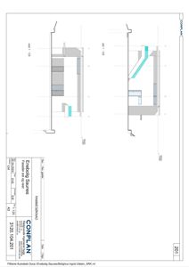 Fasadetegning som viser oppriss av bygningens fasade sett fra øst og vest.