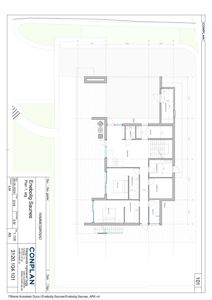 Etasjeplan (etg.) for Enebølg Saunes, som viser romfordeling, vegger, dører og trapp.