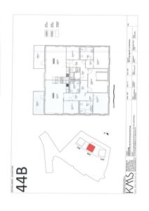 Etasjeplan (etasjeplan) for leilighet 44B i Vesthøllingen, som viser romfordeling, arealer og plassering i bygningen.