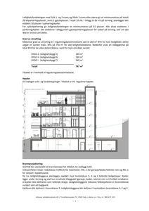 Snittegning som viser bygningens tverrsnitt, høyder, etasjer og romfordeling.