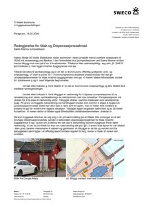 Et fotografi av en rød bygning (Sætre Marina pumpestasjon) og et kommunekart der et tilbygg er markert med rødt.