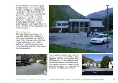 Et dokument med flere fotografier av en bygning (Jotunhuset) og omgivelsene, inkludert en skisseprosjekt-beskrivelse.