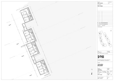Etasjeplan (Plan U etasje) som viser romfordeling og veggkonstruksjoner for flere boligenheter.