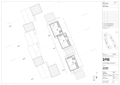 Etasjeplan (Plan 2. Etasje) som viser romfordeling og inndeling av leiligheter i en boligblokk.