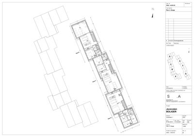 Etasjeplan (Plan 2 Etasje) som viser romfordeling, vegger og inngangspunkt for en bygning.