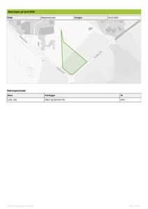 Et kart som viser naturtyper på land (NIN) og et dekningsområde for en byggesak.
