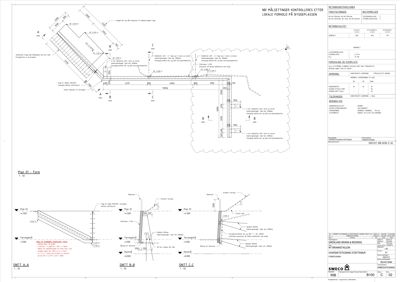 Snittegning (Snitt A-A, B-B, C-C) som viser bygningens tverrsnitt, grunnmur, fundament og terrengforhold.