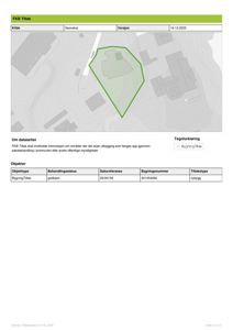 Situasjonsplan som viser et byggetiltak (grønn polygon) på en tomt med topografi og nabolag.