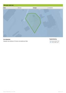 Kart som viser et 100-meter belte langs kystlinjen, med en grønn polygon som markerer et område innenfor dette belte.
