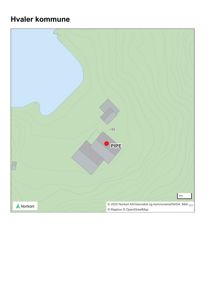 Kart over Hvaler kommune som viser topografi, vann og bygninger.