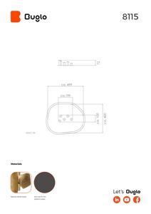En teknisk detaljtegning som viser dimensjoner og festemåte for en Buglo-plattformplate.