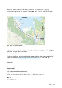 Et kart over Sørkjosen som viser en rute langs kysten og inn mot et område merket 'Sørkjosen'.