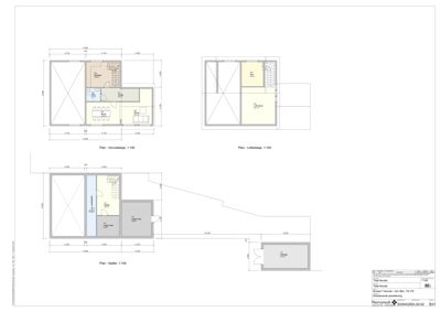 Bildet viser etasjeplaner for en bygning, inkludert hovedetasje, loftsetasje og kjeller, med romfordeling og mål.