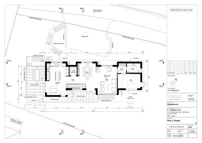 Etasjeplan (Plan 2) som viser romfordeling, dimensjoner og plassering av trapper for en ny ebebølg.
