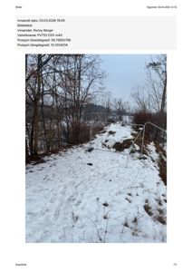 Fotografi av et snødekt terreng med en gate og et gjerde.