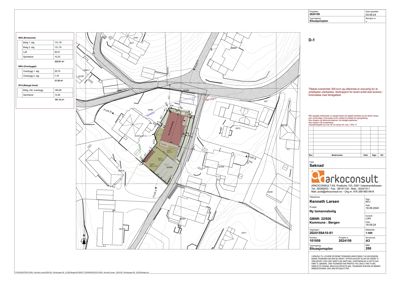 Situasjonsplan som viser tomtens beliggenhet i forhold til nabolaget, veier og eiendommer.