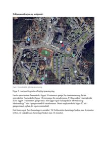 Oversiktskart (flyfoto) som viser eiendommen og nærliggende offentlige tjenester, skoler og idrettsanlegg.