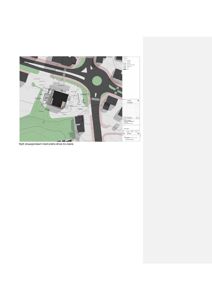 Situasjonskart som viser bygningens plassering i forhold til veier, rundkjøring og nabolag.