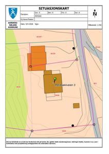 Situasjonskart som viser eiendomsnummer, eiendomsgrenser, veier og bygningsplassering for Mollebakkveien 3.