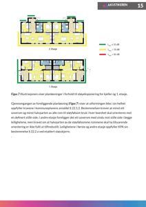 Bildet viser etasjeplaner (1. og 2. etasje) med romfordeling og fargekodet informasjon om støyeksponering.