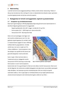 Et dokument med tekst om nabovarsling og reguleringsplaner, som inneholder et kartutsnitt (Figur 3) av området.