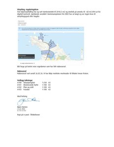 Et digitalt kart fra et kommunalt system som viser eiendomsgrenser og nabovarsel.